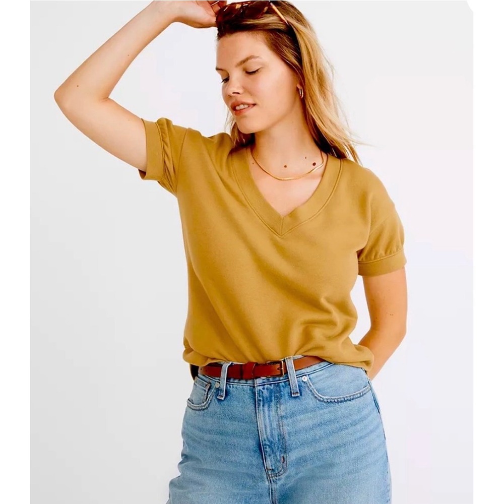 NWT Madewell (Re)sourced French Terry Sweatshirt Tee Size Small Olive Surplus